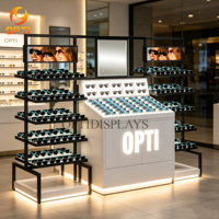 Vitrines de présentation de lunettes optiques sur mesure en métal, présentoirs à lunettes de soleil avec éclairage LED, vitrine unique pour lunettes avec miroir
