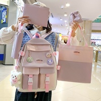 Nueva Mochila Escolar de Moda para Estudiantes, Juego de 5 Piezas, Linda Mochila Universitaria para Chicas