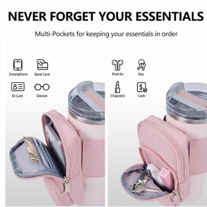 Bolsa de transporte de botella de agua de neopreno rosa azul personalizada moderna para vaso de 40Oz - Product Image 5