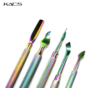 5Pcs Rainbow Nail Cuticle Pusher Stainless Steel Nail Nipper Dead Skin Push Remover <b>Pedicure</b> Manicure Nail Care <b>Tools</b> - Product Image 4