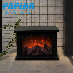 Cheminée électrique Popior, style rustique, décorative, autoportante, en plastique, avec effet de flamme LED, unité de chauffage - Product Image 1