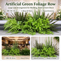 Composition de feuillage vert artificiel en rangée, feuilles de fougère en soie mélangées, toucher réaliste et naturel, pour décoration de scène de mariage et aménagement paysager