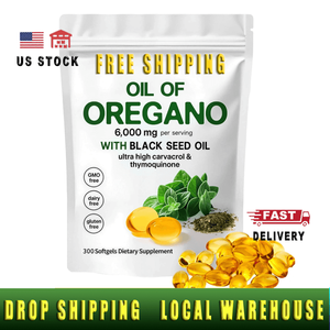 Huile d'<span class=keywords><strong>origan</strong></span> sans OGM et sans gluten enrichie en huile de graines noires pour le bien-être physique quotidien des adultes - Stock local aux États-Unis - Product Image 1