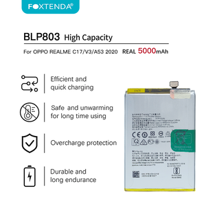 Batterie au Cobalt Pur Foxtenda BLP803 5000mAh Oppo REALME C17/V3/A53 2020 Professionnelle Durable Remplacement OEM Pas Cher En Stock - Product Image 5