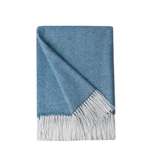 100% Cotton Herringbone Throw Blanket for Couch - All Seasons Neutral Mediumweight Cozy Soft Blankets & Throws for Bed, Sofa or