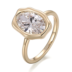 PROVENCE custom jewelry oval diamond engagement ring real solid 18k vintage gold ring engagement wedding band women - Product Image 2