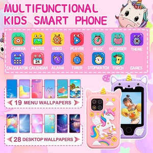 Smartphone jouet pour enfants avec jeux MP3, fonction de rappel quotidien, appareil photo numérique à écran tactile avec étui en silicone - Product Image 4