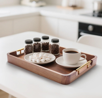 Plateau de service en bois avec poignées - Plateau pour table basse/repas au lit/présentoir à bougies, décoratif pour cuisine/salle à manger/maison