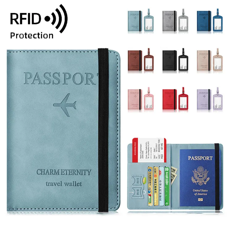 2024 nouveau Rfid bloquant voyage organisateur sac étiquette porte-passeport couverture ensemble pour hommes et femmes