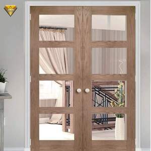 Porte en <span class=keywords><strong>bois</strong></span> d'acajou 6-lite fini <span class=keywords><strong>bois</strong></span> massif pour chambre entrée et salon avec verre et acier - Product Image 5