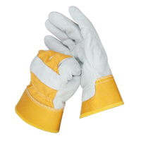 Gants de travail en cuir de vachette pleine fleur de style occidental jaune rouge pour homme femme