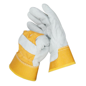 Guantes de Trabajo de Cuero Vacuno de Palma Completa, Estilo Occidental, Amarillo y Rojo, para Construcción, Seguridad Laboral, para Hombre y Mujer - Product Image 2