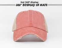 Casquette de baseball 6 panneaux réglable pour femme, style uni, multicolore, en maille délavée et vieillie, avec ouverture pour queue de cheval – Nouveautés en gros