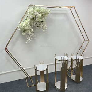 Nuevo Arco de Boda Metálico Ecológico Marca FJ, Dimensiones de 2.5cm, Barras <span class=keywords><strong>Paralelas</strong></span> Geométricas, Estante Hexagonal, Fondo Mori - Product Image 2