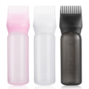 Botol plastik 6oz 180ml sisir pembersih kering rambut Salon dengan aplikator sikat untuk sampo Losion pemeras pewarna minyak - Product Image 2