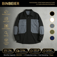Chemise à manches longues vintage pour homme, style cargo, avec design patchwork, chemise boutonnée en coton pour homme, streetwear d'été