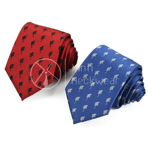 Custom Personality Nation Maps Logo Collection cravatte rosso blu poliestere puro fatto a mano cravatta Jacquard per uomo all'ingrosso