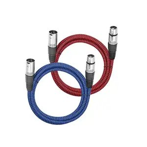 قسط 1m/2m/3m 3Pin XLR ذكر إلى أنثى المكونات النايلون مضفر المهنية محمية ميكروفون الصوت كابل متوازن للسماعات