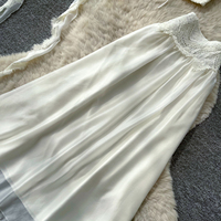 Ensemble deux pièces élégant pour femmes, style français, haut court sans manches en dentelle, jupe longue taille haute, pour le printemps et l'été