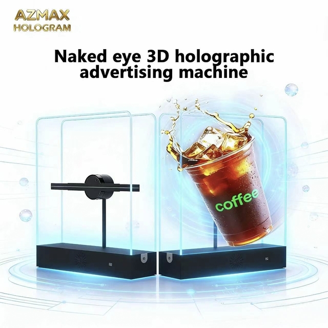 AZMAX HD 30CM Merchandise Stand with 384LED Backdrops Portable 3D Hologram Display Racks for Showroom Powerful App Holograficos
