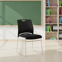 Chaise de bureau de direction empilable en métal, design ergonomique simple, avec coussin de siège, style moderne, multifonctionnelle, vente en gros