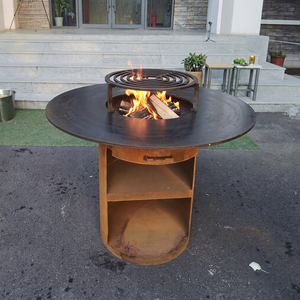 Barbecue Plancha Moderne en Acier Corten Robuste à Rouille Naturelle, Certifié CE, Revêtement Antiadhésif, Sécurité Flamme - Product Image 1