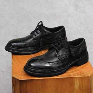 Chaussures Oxford pour hommes britanniques en cuir véritable imperméable, à bout fermé, faites à la main, pour mariage, formelles, décontractées, antidérapantes, avec boucles et sangles - Product Image 3