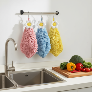 Floral Microfiber <b>Hand</b> <b>Towel</b> 40x40Cm Quick Dry Rectangle <b>Kitchen</b> <b>Towels</b> Mixed Colors Machine Washable - Product Image 2