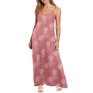Vendita calda ragazza hawaiana abito nuovo Design collo basso personalizzato <span class=keywords><strong>Ulu</strong></span> foglie con Puakenikeni spiaggia abito estivo - Product Image 1