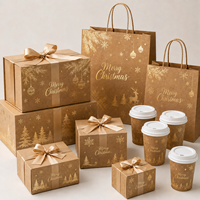 Boîte cadeau magnétique de Noël en kraft avec feuille d'or, motif poinsettia, boîte pliante de luxe personnalisée avec logo pour cadeau de fête, vente en gros