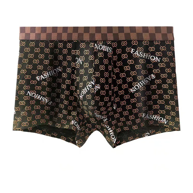 Men's Modal Fiber large size breathable print mid-waist boxers