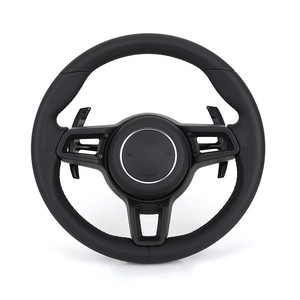 Hiled พวงมาลัยหนังแท้สีน้ำตาลหรูหราสำหรับ <span class=keywords><strong>Porsche</strong></span> Cayman 95B 911 991 Cayenne 958 Panamera 970สไตล์สปอร์ต - Product Image 5