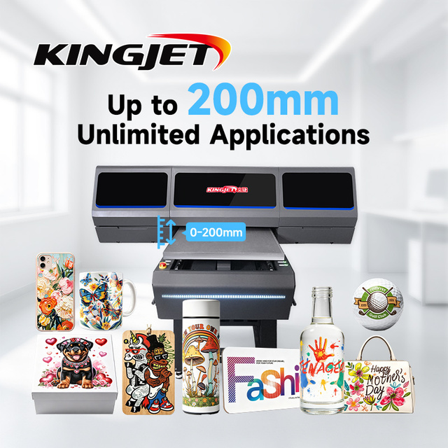 KINGJET 6090 A3 Size 30x60 cm Xp600 Head CMYK White LED UV Flatbed Printer Direct Print Wood Metal Glass Acrylic Impresora Uv