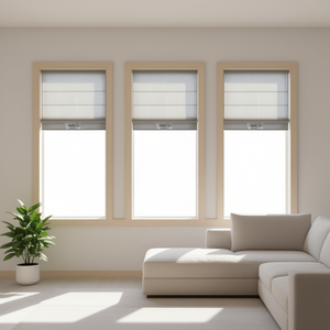 Store romain sans fil en mélange de lin, filtrant la lumière, accessoires pour portes et fenêtres, design minimaliste, installation par vis - Product Image 2