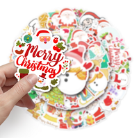 Offre Spéciale Usine : 50 Autocollants de Noël Imperméables en PET (5-7cm) pour Ordinateurs Portables, Bouteilles d'Eau, Enveloppes, Cadeaux, Artisanat et Snowboards