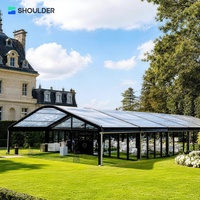 Tentes de mariage à structure arquée en aluminium noir, toit en PVC, résistantes au vent, pour banquets, réceptions, événements et expositions
