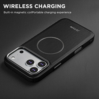 Étui de téléphone antichoc en métal avec chargement magnétique sans fil à motif triangulaire en PU pour objectif d'appareil photo, compatible avec les séries Apple 18/17/16/15/14
