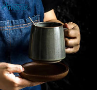 Offre Spéciale tasse de thé au lait en poterie de style japonais glaçure réactive tasse à café en céramique avec logo personnalisé en vrac en gros