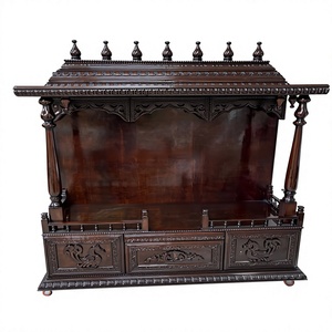 Beautiful Traditional Teak Wood Hand Carved Pooja <b>Mandir</b> for Home Decor Customized Size Solid Wood Temple - Product Image 1