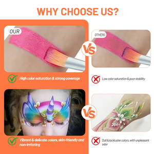 Fournitures professionnelles de peinture corporelle pour adultes et enfants avec des peintures naturelles à base de plantes pour le visage et le corps, pour l'art nu et les créations sur toile - Product Image 2