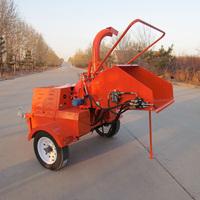 Broyeur de bois diesel DWC-22 22HP à alimentation hydraulique, déchiqueteuse de branches montée sur remorque pour le défrichement des terres