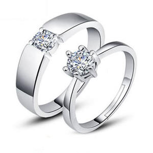 925 <b>Silver</b> Adjustable Men's and Women's love Crown Diamond-encrusted Wedding <b>Ring</b> Engraved Prefix Ornament <b>Couple</b> <b>Ring</b> - Product Image 1