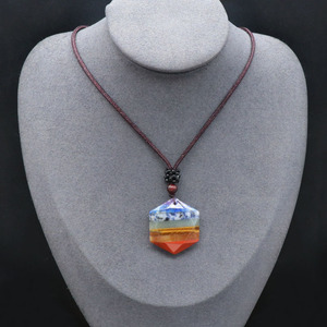 Bijoux en <span class=keywords><strong>orgonite</strong></span> tendance, cristal de guérison, pierre naturelle, collier 7 chakras, étoile de David, cristal étoile à six branches - Product Image 4