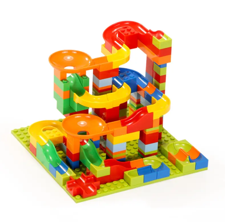 2021 Marble Race Run Small Block Building Blocks Maze Ball Funnel Slide Blocks DIY Bricks Toys For Children Gift