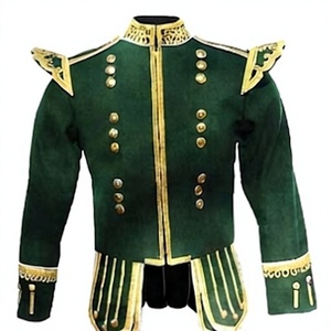 เสื้อแจ็คเก็ตดับเบิ้ลท์สก็อตสีเขียวสำหรับผู้ชาย ผ้าขนสัตว์ แต่งแถบผ้า คอตั้ง ทรงปกติ ชุดลำลองสำหรับฤดูหนาว - Product Image 1