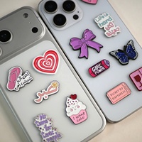 Roze Paarse Coquette Arabische Letter Zinklegering Emaille Metalen Speldje 3M Kleefmiddel Schattig Strik Hart Vlinder Cupcake Flip-flop Patroon