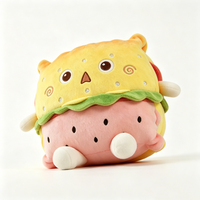 Peluche personnalisée ours hamburger au sésame, poupée en peluche multi-couches avec lettres et jambon, visage de burger brodé à pois scintillants