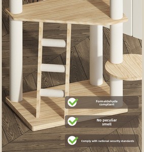 Structure d'escalade pour chat avec nid, plateforme de saut, colonne d'escalade en sisal multi-niveaux intégrée et étagères dédiées, personnalisable - Product Image 5