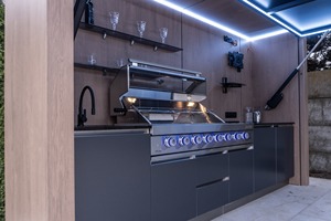 Cuisine extérieure personnalisée noire/grise pour <span class=keywords><strong>jardin</strong></span>/terrasse avec porte, résistante aux intempéries, en acier inoxydable 304, avec <span class=keywords><strong>abri</strong></span> - Product Image 2