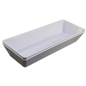 Plateau rectangulaire long en mélamine blanche pour hôtel avec logo personnalisé, plateau de buffet réutilisable, vaisselle - Product Image 5